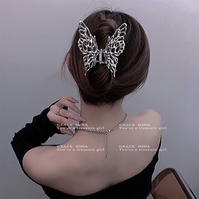Kẹp Tóc Bướm Dạng Lỏng Phong Cách punk hip-hop retro Mới Cho Nữ