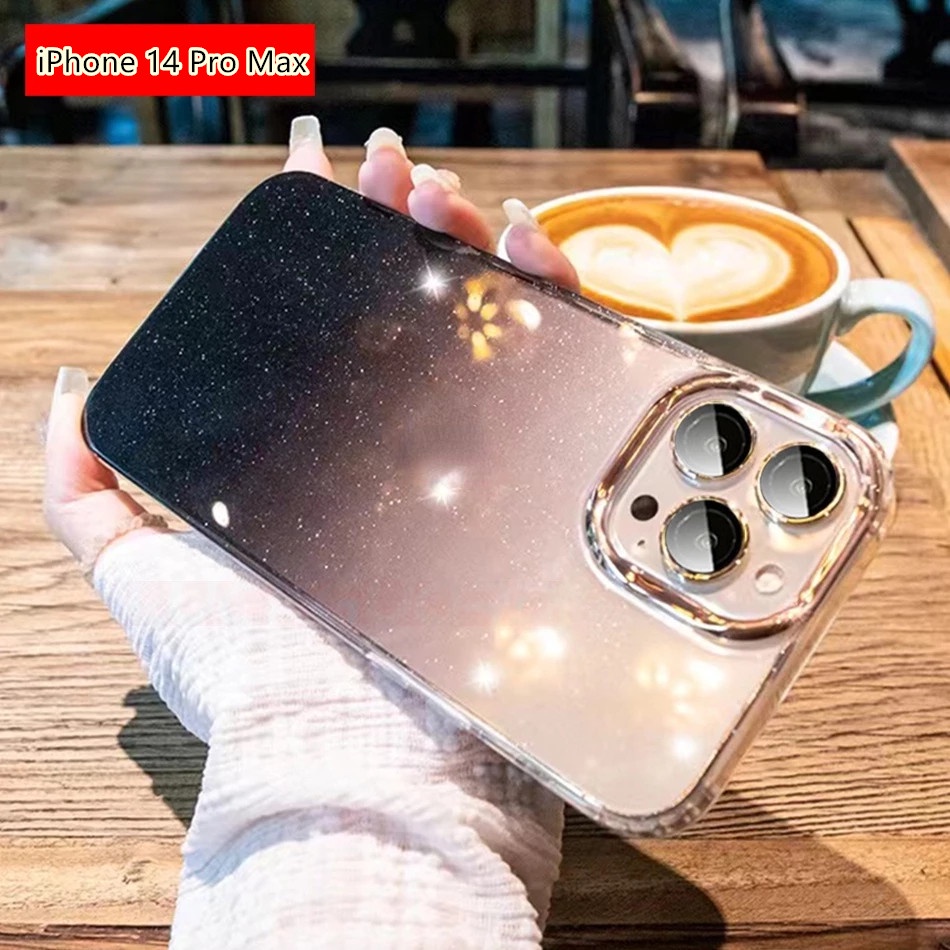 Ốp Điện Thoại TPU Trong Suốt Màu Gradient Lấp Lánh Chống Rơi Cho Iphone14 13 12 11 Pro Max