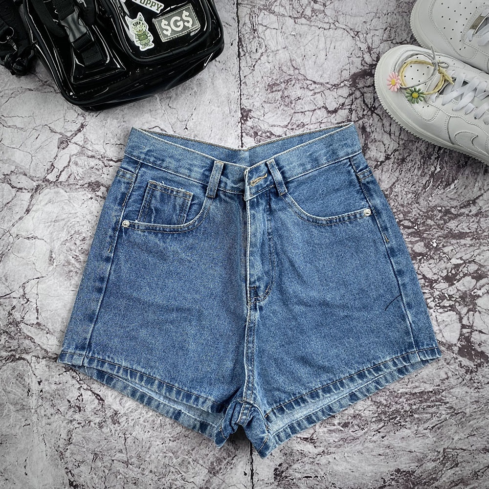 Quần Jean Short Nữ Basic Lưng Cao, Phong Cách Trẻ Trung, Năng Động, Với 3 Màu Cơ Bản Phong Cách Hàn Quốc | BigBuy360 - bigbuy360.vn