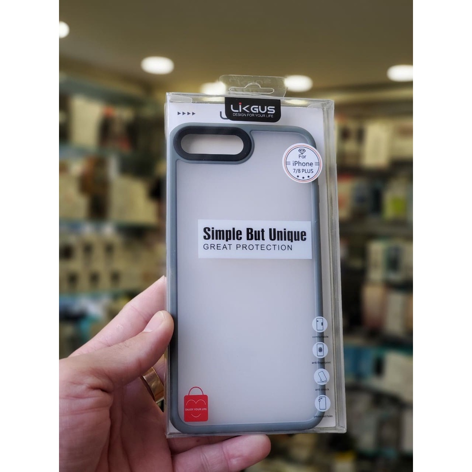 "Ốp lưng likgus nhám chống Vân tay iPhone 7 Plus/ 8 Plus Chính hãng chống sốc"
