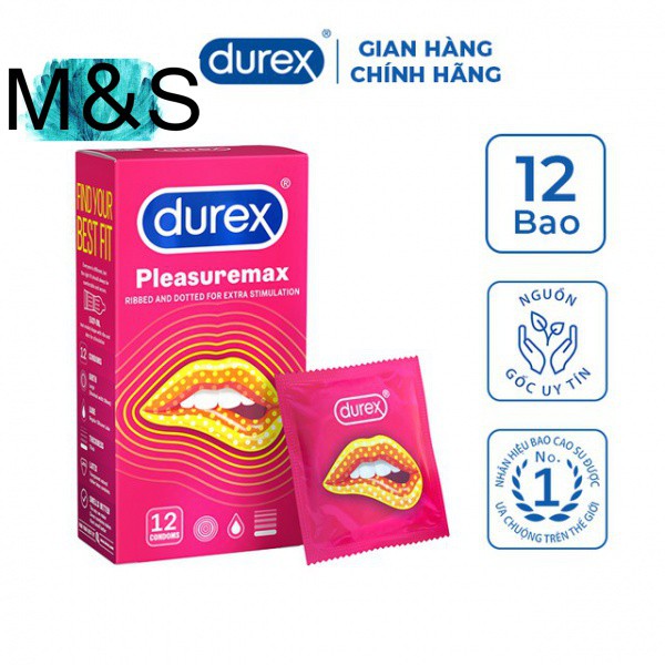 hàng trong kho Bán sỉ giá đặc biệtBao cao su Durex Pleasuremax 12 bao[M&S]