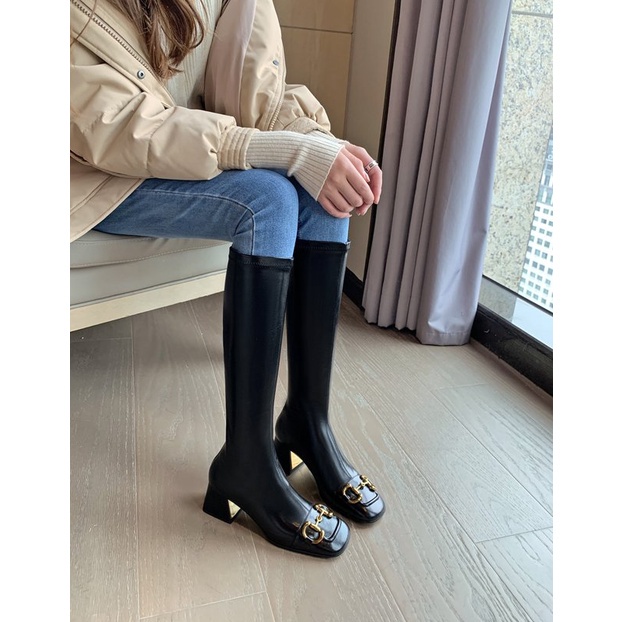 Giày boot cổ cao mũi vuông thời trang | BigBuy360 - bigbuy360.vn