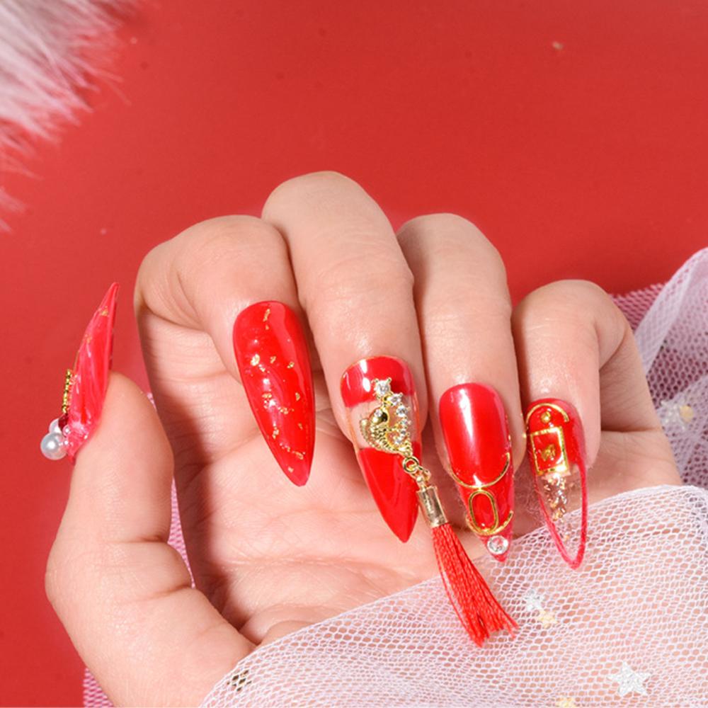 OCEANMAP Đá 3D Tua Rua Đỏ Sang Trọng Trang Trí Móng Tay