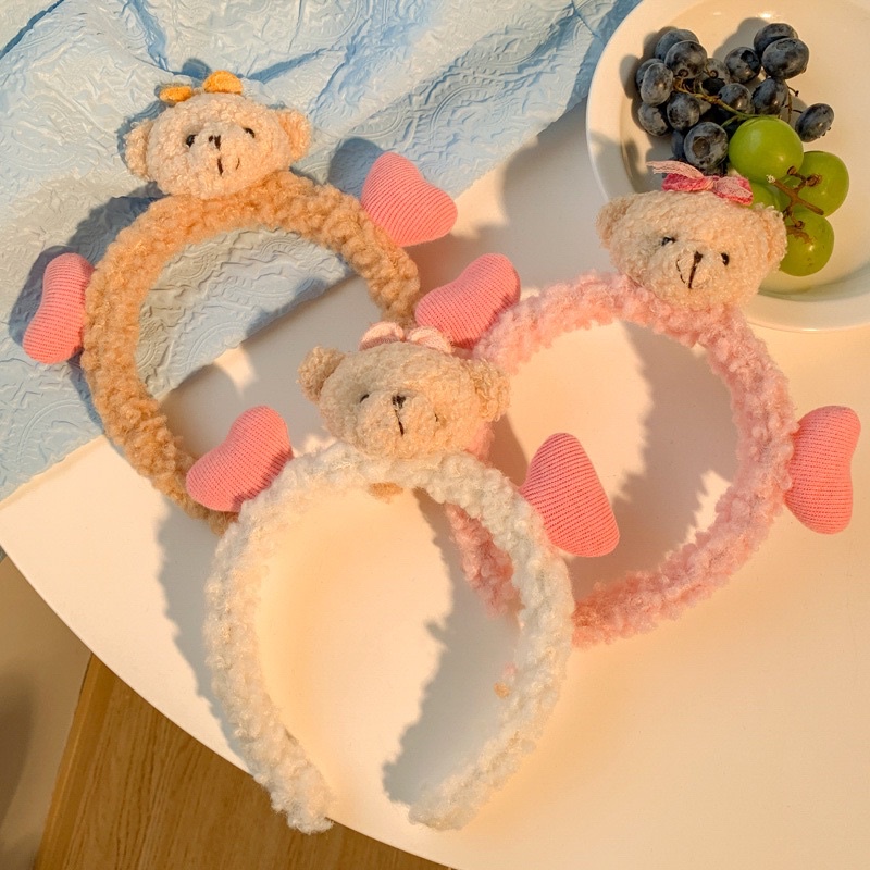 Băng đô cài tóc gấu bear đeo nơ hồng xinh xinh
