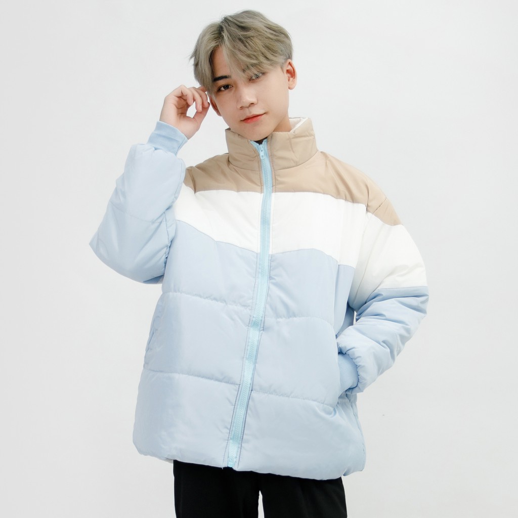Áo Khoác Phao Lót Bông  Nam MANDO Họa Tiết Kẻ 3 Màu Dài Tay  Form Rộng Basic Unisex Thời Trang Hàn Quốc KPN005