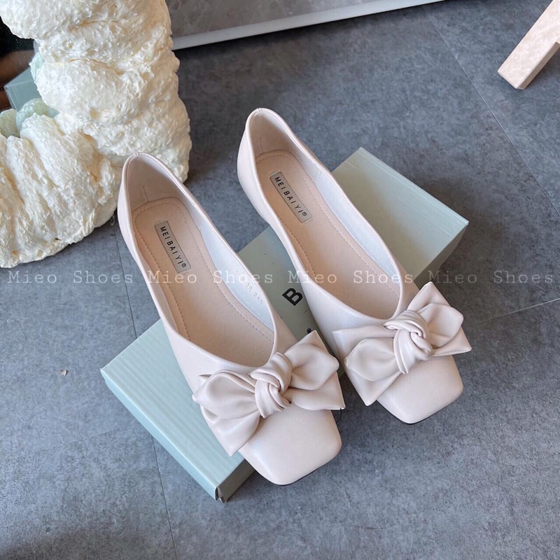Bệt mũi vuông nơ Mieo shoes ( B448 B449 )