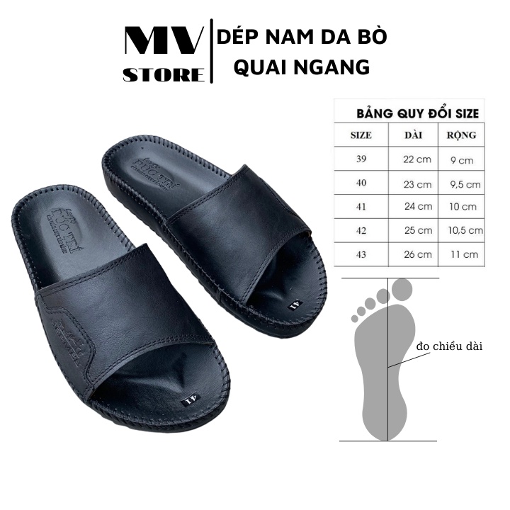 Dép nam cao cấp, dép nam quai ngang da bò hàng VNXK DT17