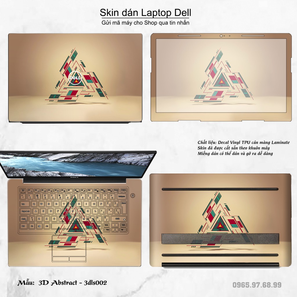 Skin dán Laptop Dell in hình 3D (inbox mã máy cho Shop)