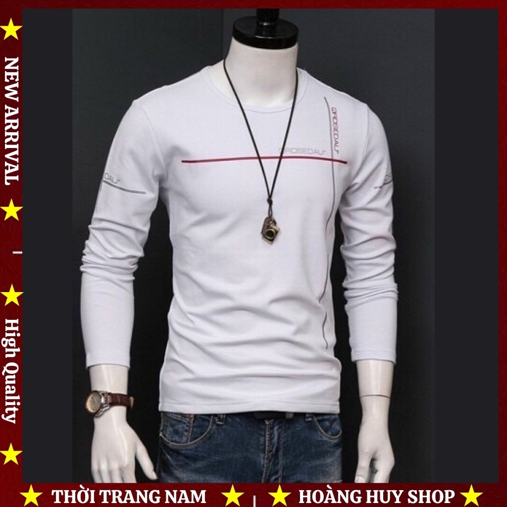 Áo Thun Nam Tay Dài H&H-AT07 Phối Viền Phong Cách Hàn Quốc 100% COTTON Cao Cấp - 3 Màu
