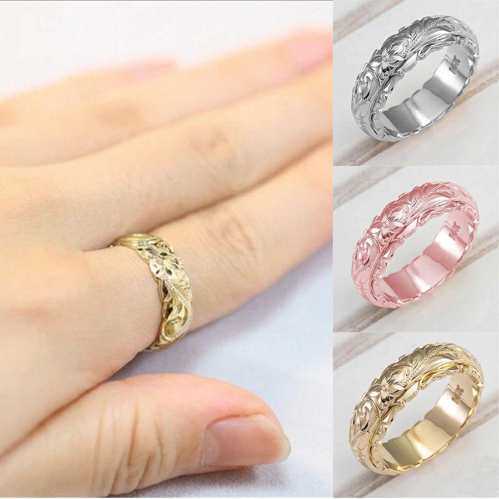 Nhẫn Nữ Chạm Khắc Hoa Văn Cổ Điển Kích Thước 5-11
