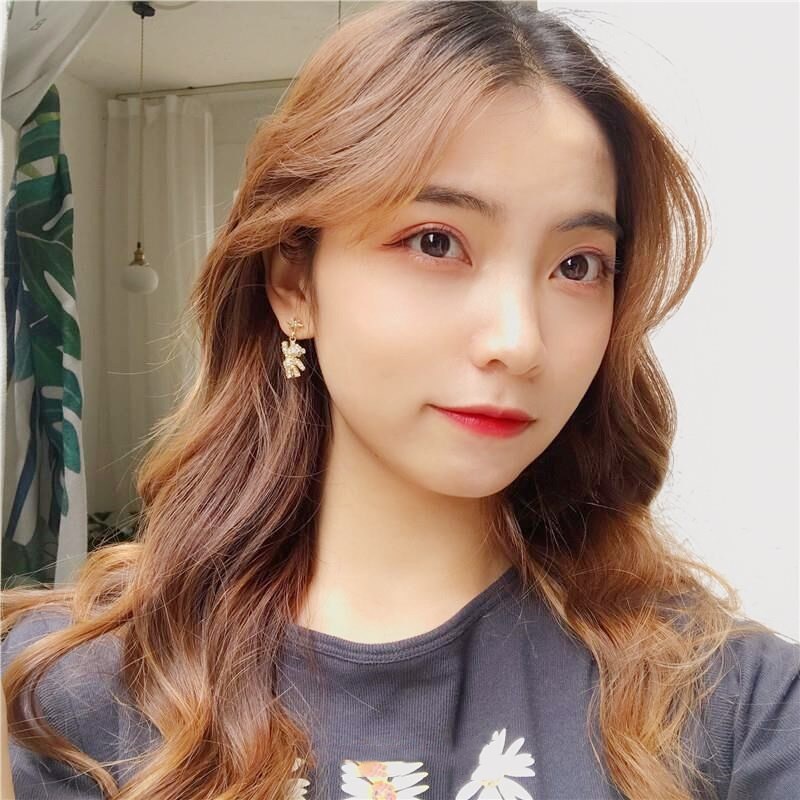 Bông Tai Hình Gấu Đính Đá Xinh Xắn Thời Trang Theo Phong Cách Hàn Quốc