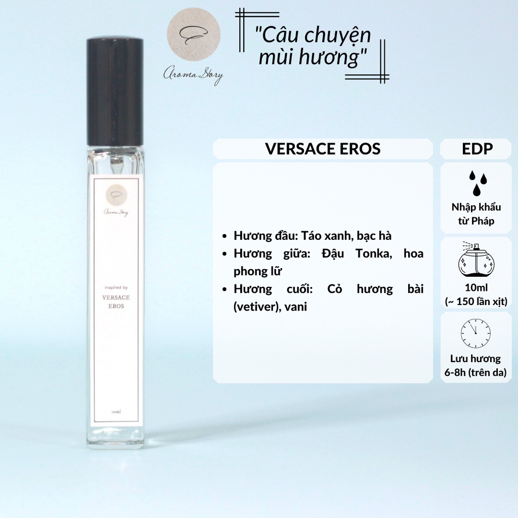 Tinh Dầu Nước Hoa Nam Versace Eros EDP Aroma Story 10ml Chai Xịt, Nam Tính, Thu Hút, Lưu Hương 6-8 Giờ
