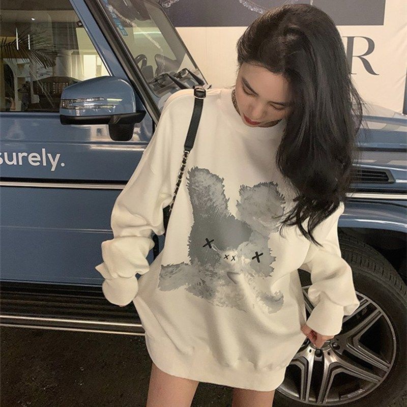 Áo Sweater Trắng Tay Dài Dáng Rộng Phong Cách Hàn Quốc Thời Trang Mùa Thu Cho Nữ 2021 | BigBuy360 - bigbuy360.vn
