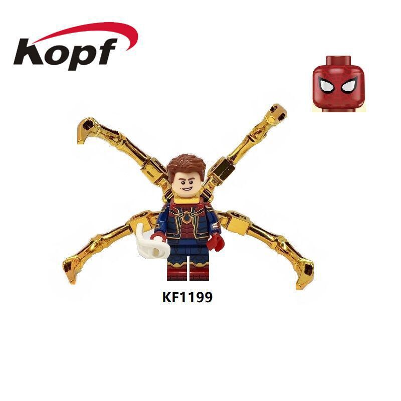 Minifigures Nhân Vật Người Nhện Spider Man Phiên Bản Siêu Đẹp Hiệu Ứng Sơn Bóng Kèm 2 Đầu KF1199