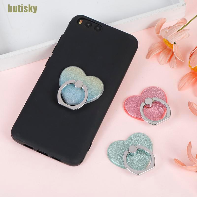 hutisky Universal heart glitter finger ring mobile phone smartphone stand holder CDH