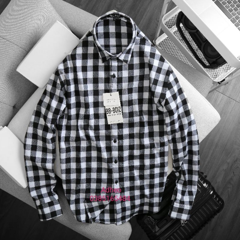 Áo sơ mi nam tay dài sọc caro bigsize