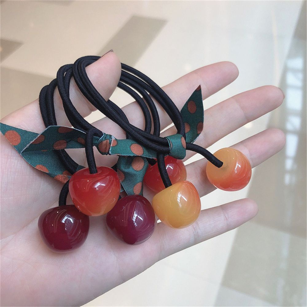 Dây Buộc Tóc Co Giãn Nhiều Màu Sắc Họa Tiết Quả Cherry Dễ Thương Phong Cách Hàn Quốc Cho Nữ