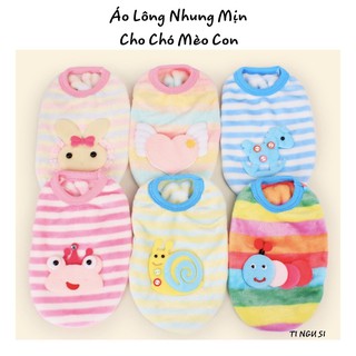 Áo cho chó mèo con - áo lông nhung mịn giữ ấm cho bé mới sinh, còn nhỏ