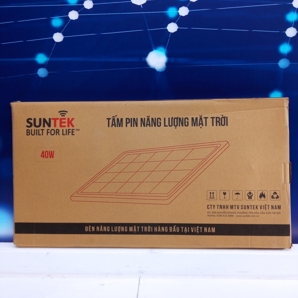 Tấm Pin Năng Lượng Mặt Trời SUNTEK SP-P 40W/6V - Hàng Chính Hãng - Bảo hành 5 năm, tuổi thọ từ 10 đến 15 năm