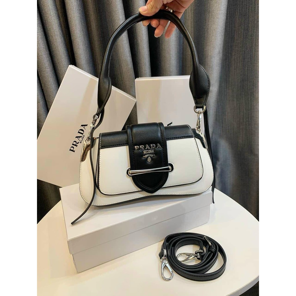 Túi kẹp nách PRA DA  fullbox 🔥CỰC HOT🔥 túi nữ PRA DA TBT thiết kế 2 tông màu chủ đạo trắng-đen dễ phối đồ | BigBuy360 - bigbuy360.vn