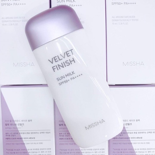 Kem chống nắng dạng sữa Missha All Around Safe Block Velvet Finish Sun Milk SPF50+ PA++++ 70ml