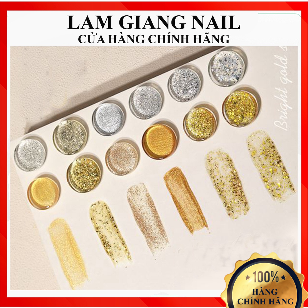 Sơn móng gel As nhũ vàng, nhũ bạc, nhũ vẽ, nhũ đầu móng, nhũ phủ ngón JY, lam giang nail