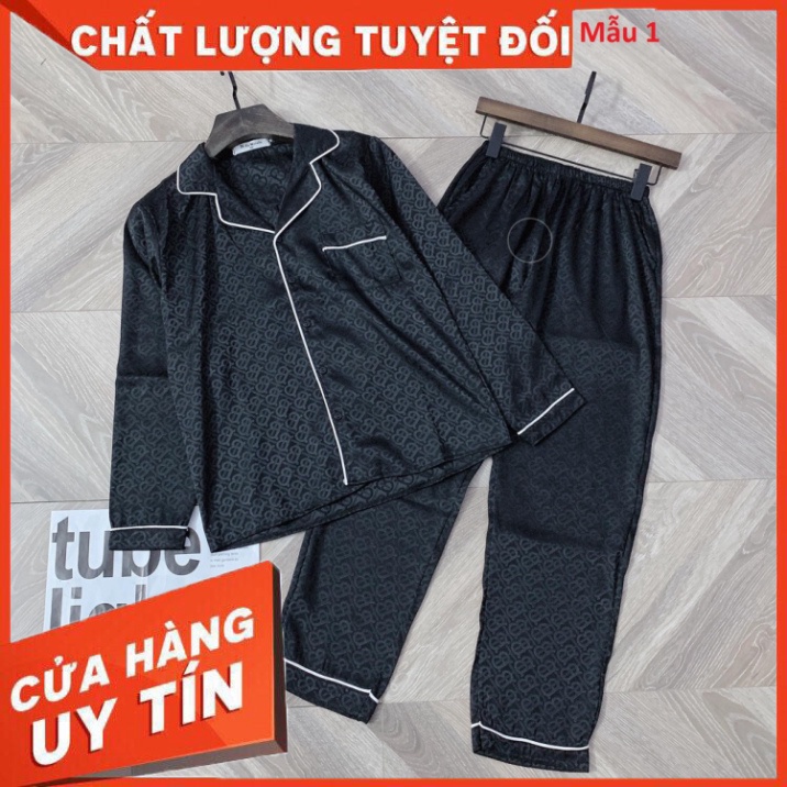 Bộ Pyjama Lụa Dài Tay Phù Hợp Cả Nam Và Nữ, Bộ Đồ Ngủ Dài Tay Chất Lụa Gấm Cao Cấp - Hàng nhập khẩu