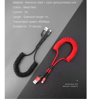 Cáp Sạc Lighting, Dây Xoắn Đàn Hồi Baseus Fish Eye Spring Data - bảo hành đổi mới