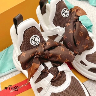 GIÀY LV WHITE BROWN NƠ LAI AU SC [ Full Box + Free Ship ]