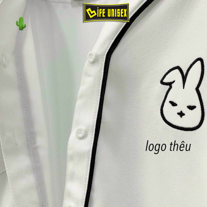 Áo khoác cardigan sơ mi chạy viền thêu hình THỎ form rộng, Áo khoác kate hàn phong cách Unisex dày dặn - Life Unisex