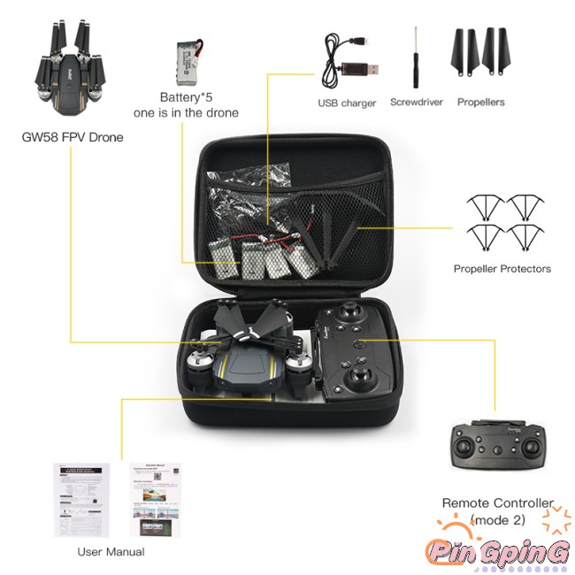 Foldable Arm RC FPV Drone Handbag Carrying Case E58/JY018/JY019/GW58/X6/E010/E010S/E013/E50