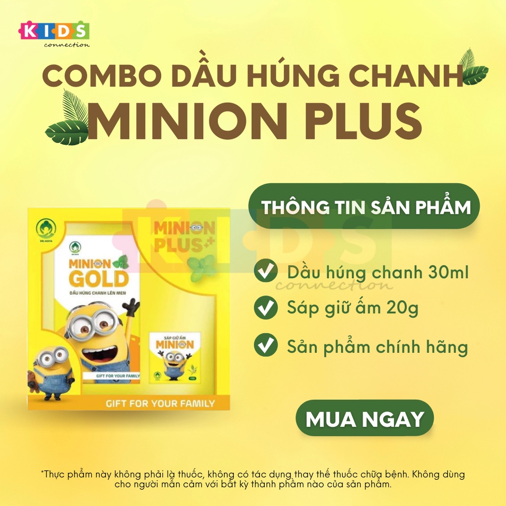 Combo dầu húng chanh minion plus (dầu húng chanh lên men minion gold kèm sáp giữ ấm)