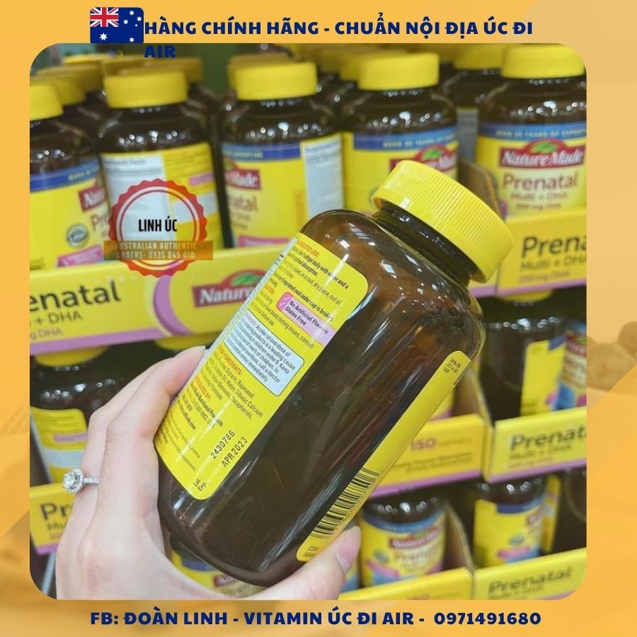 Vitamin Cho Bà Bầu Nature Made Prenatal Multi DHA 200mg, Hàng Chuẩn Mỹ, Bầu mỹ Prenatal số 1 Mỹ