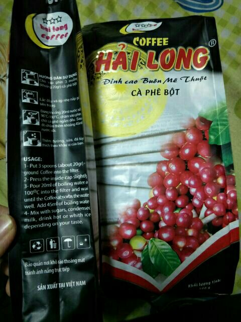 1kg cà phê Hải Long bao bì màu đen