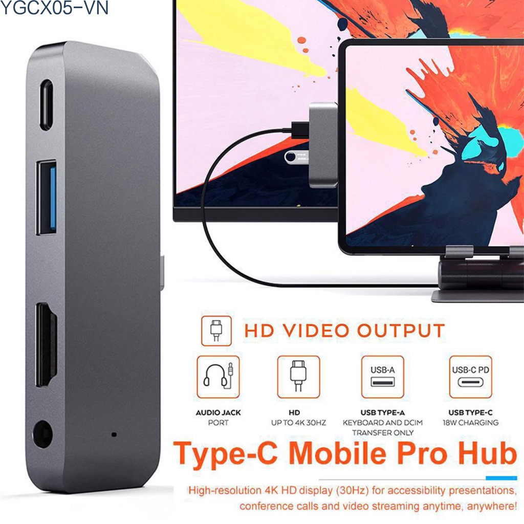 Bộ Hub Chuyển Đổi Usb-C Sang Hdmi + Âm Thanh 3.5mm + Usb + Pd | BigBuy360 - bigbuy360.vn