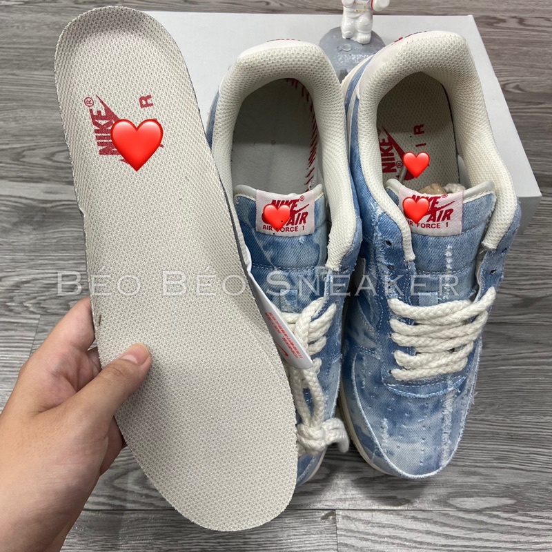 Giày Thể Thao Air Force 1 AF1 "Denim Tiedye" AF1 Dây Thừng Bản Vải Bò chuẩn Siu cấp -