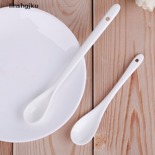  Muỗng uống cafe bằng gốm sứ cán dài màu trắng 