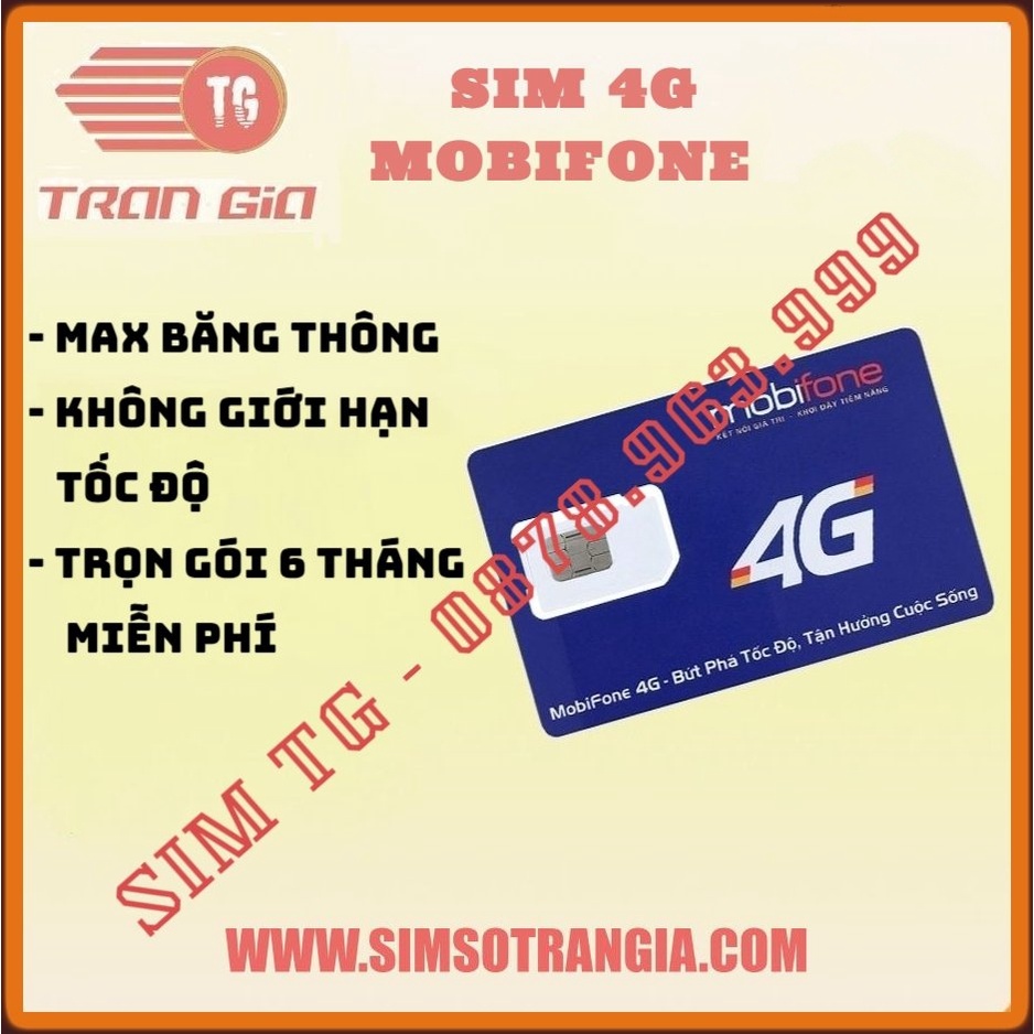 Sim 4G Mobifone - MAX BĂNG THÔNG - KHÔNG GIỚI HẠN TỐC ĐỘ- DÙNG THAY WIFI