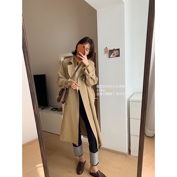 Áo măng tô Kaki dáng dài 2 màu Đen/ Be cực chất lượng- Lamuse Studio