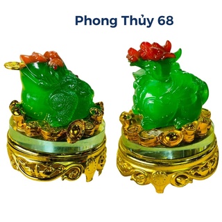 Cóc Ngậm Tiền Thiềm Thừ Phong Thủy Tỳ Hưu đế kính xoay 360 độ đặt ban thần tài thu hút tài lộc