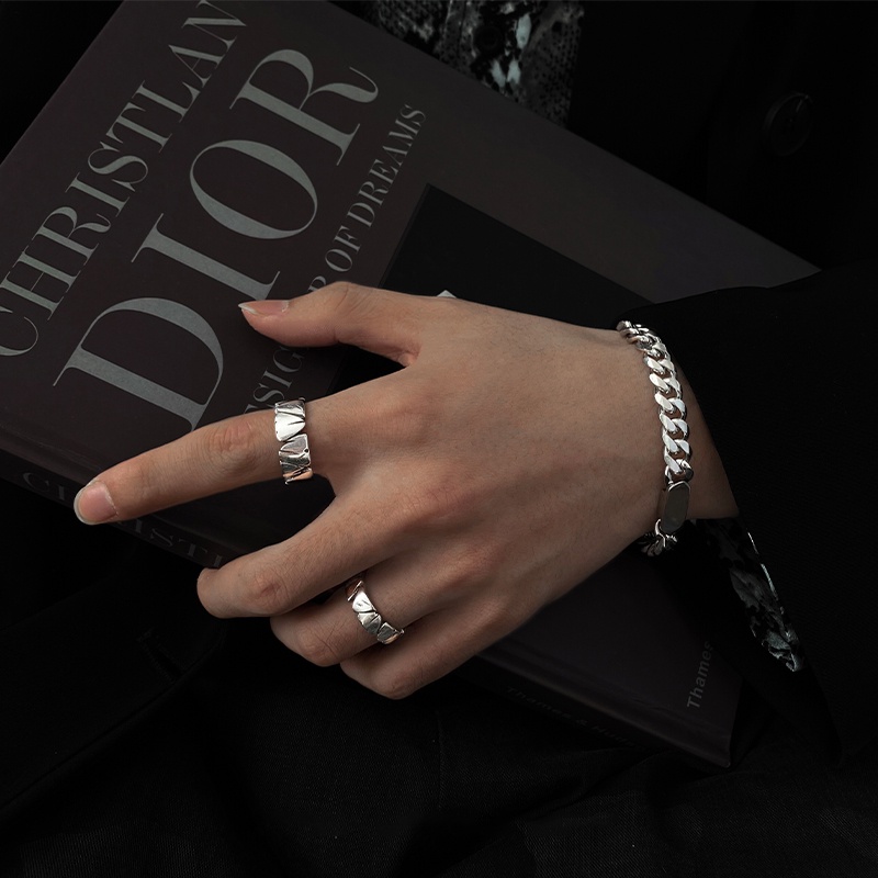 Nhẫn Nam Nữ Thép Không Gỉ Họa Tiết Mountain Dễ Điều Chỉnh R54