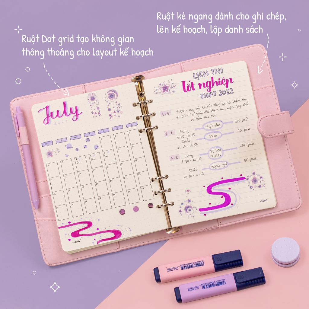 Sổ còng da PU caro A5-100 trang gam màu pastel mát mẻ cho năm học mới năng động; MS:992