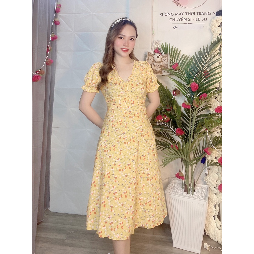 ĐẦM XÒE HOA NHÍ TAY BÚP NHÚNG NGỰC HÀNG THIẾT KẾ - MT22