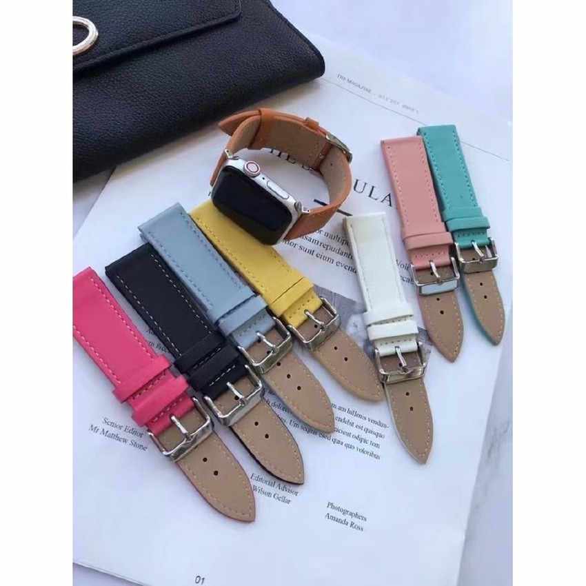 Genuine Leather Strap For iWatch 40mm 44mm 42mm 38mm Sports Strap For Apple Watch Series SE 6 5 4 3 2 1 Band High Quality Pattern Bands Stainless Steel Buckle Belt Buckle