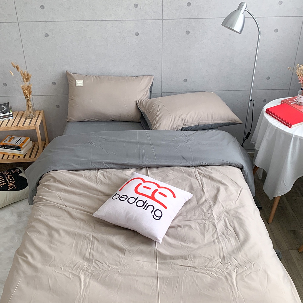 Bộ chăn ga gối REE Bedding CTC109 Cotton TC Beige phối xám đủ size giường nệm
