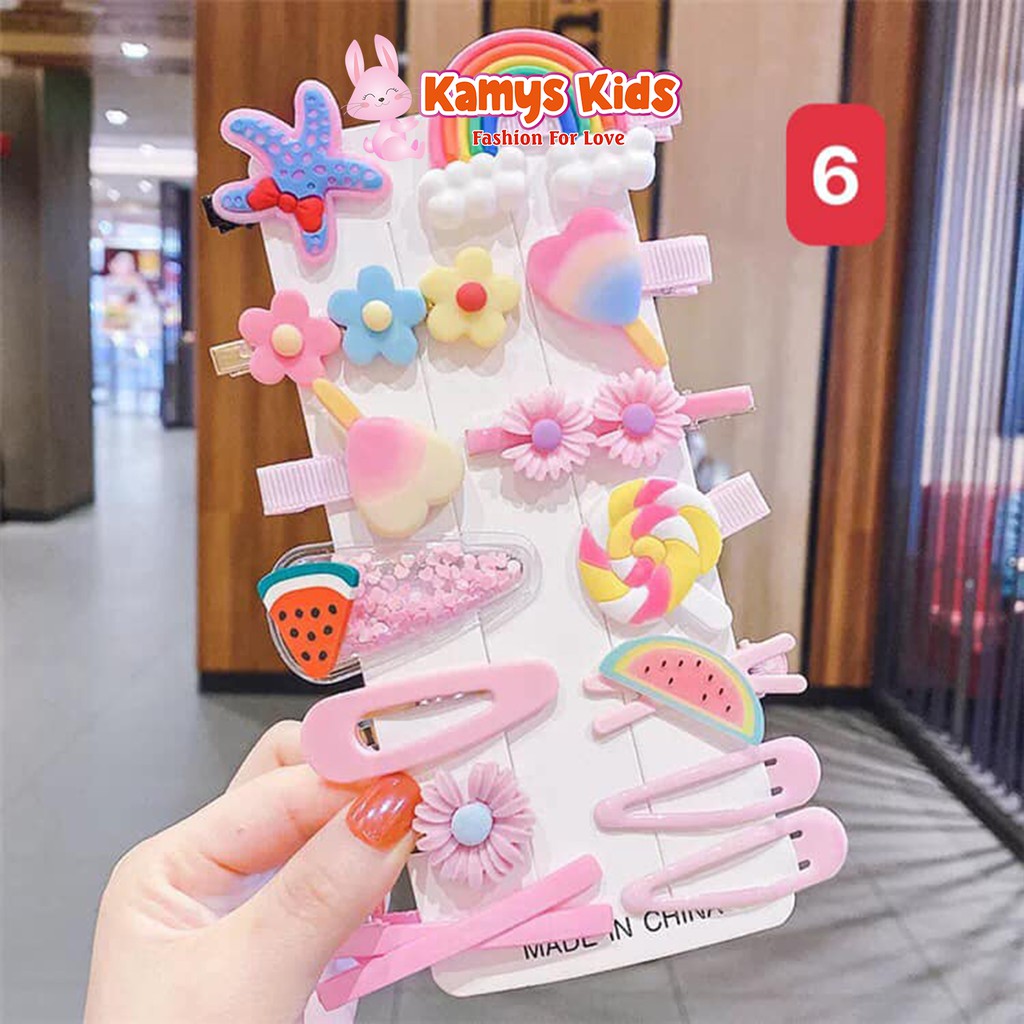 Set 14 kẹp tóc xinh xắn cho bé gái KAMYS KIDS