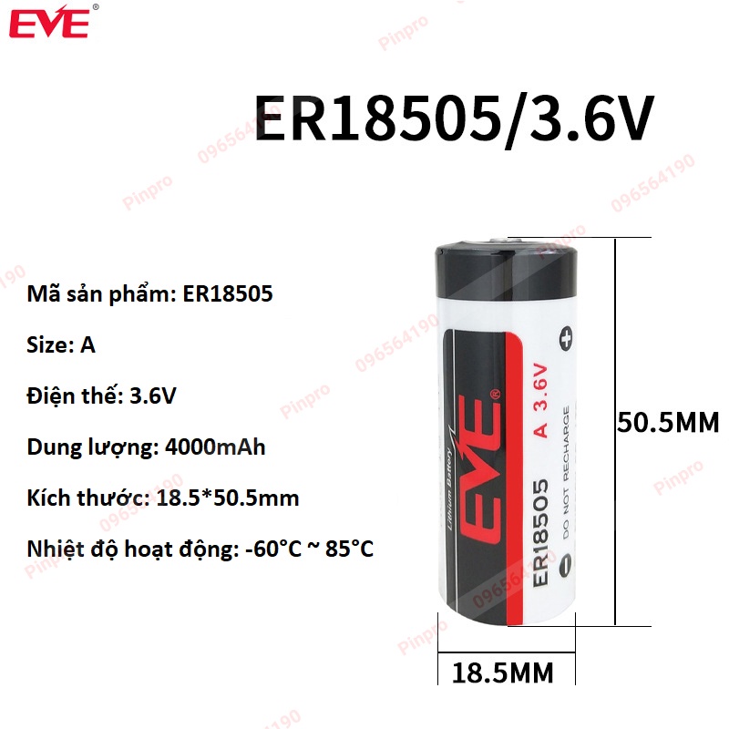 PIn EVE ER18505 3.6V size A PLC