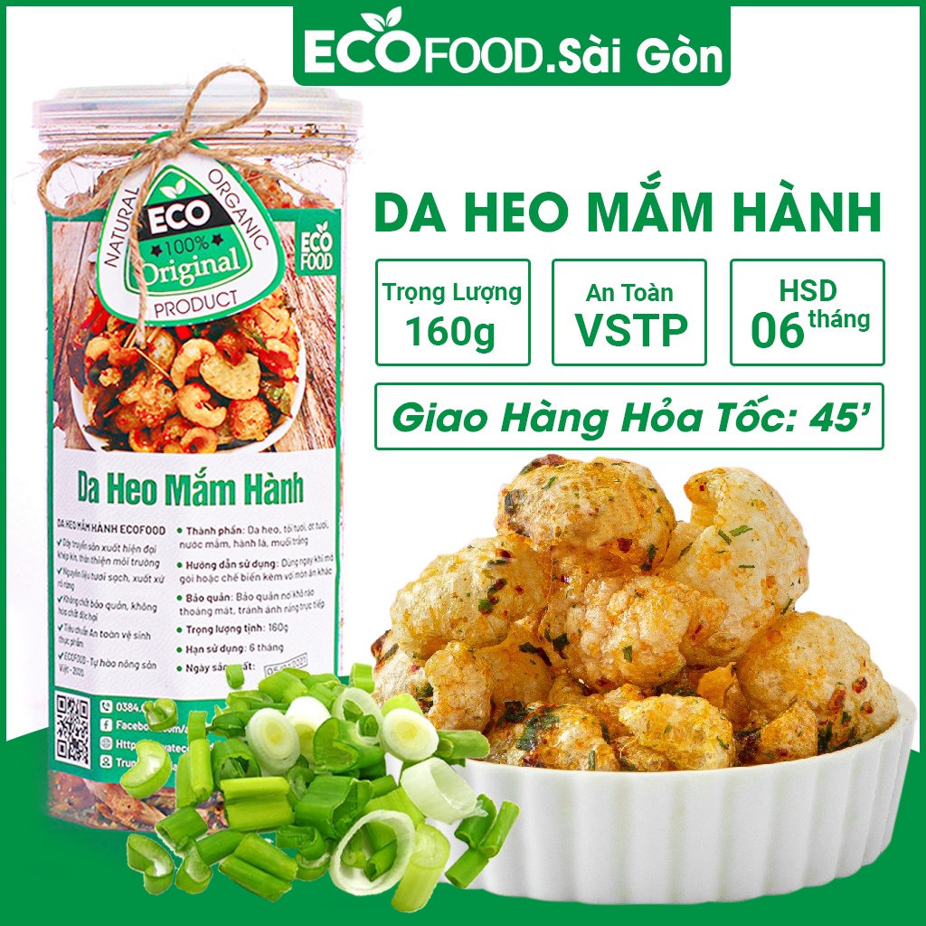 Da Heo Cháy Tỏi Mắm Hành Chiên Giòn 160g Ecofood Đồ Ăn Vặt Việt ATVSTP