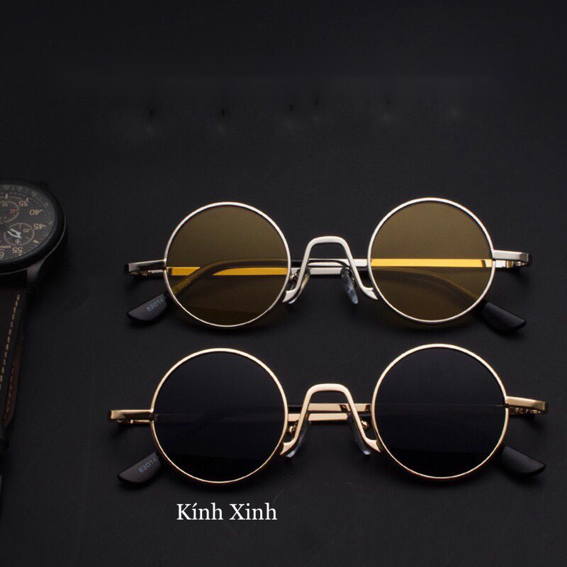 Kính râm thời trang mắt tròn kim loại cao cấp cho bé
