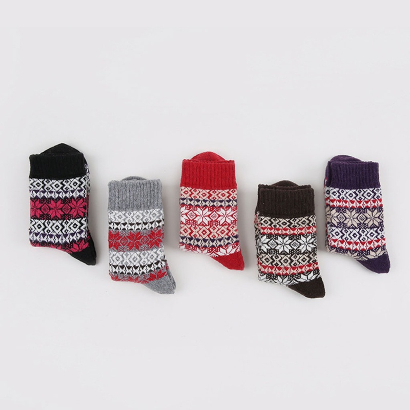 Đôi Vớ Dày Giữ Ấm Họa Tiết Hoa Tuyết Phong Cách Dân Tộc Cổ Điển Thời Trang Mùa